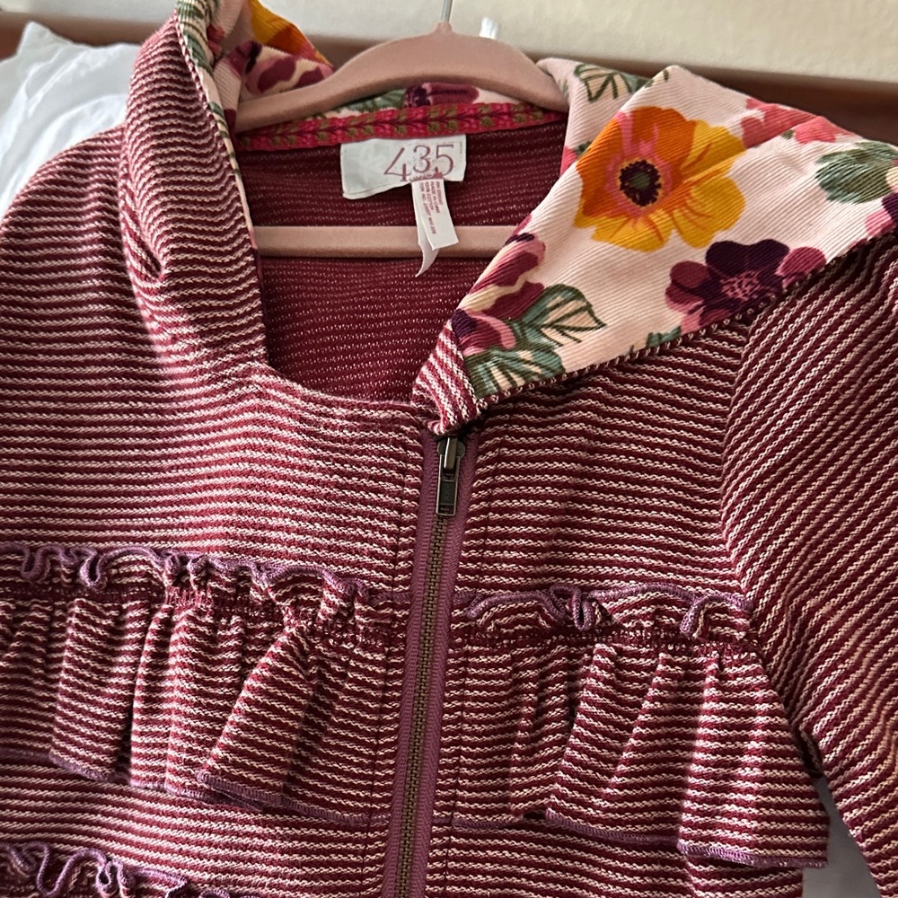 Striped Floral Hooded Jacket